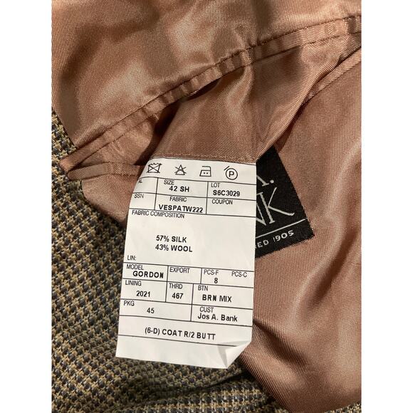 Jos. A. Bank Signature Silk Wool Blend Plaid Blazer Sport Jacket 42 SH Gordon - Picture 6 of 8